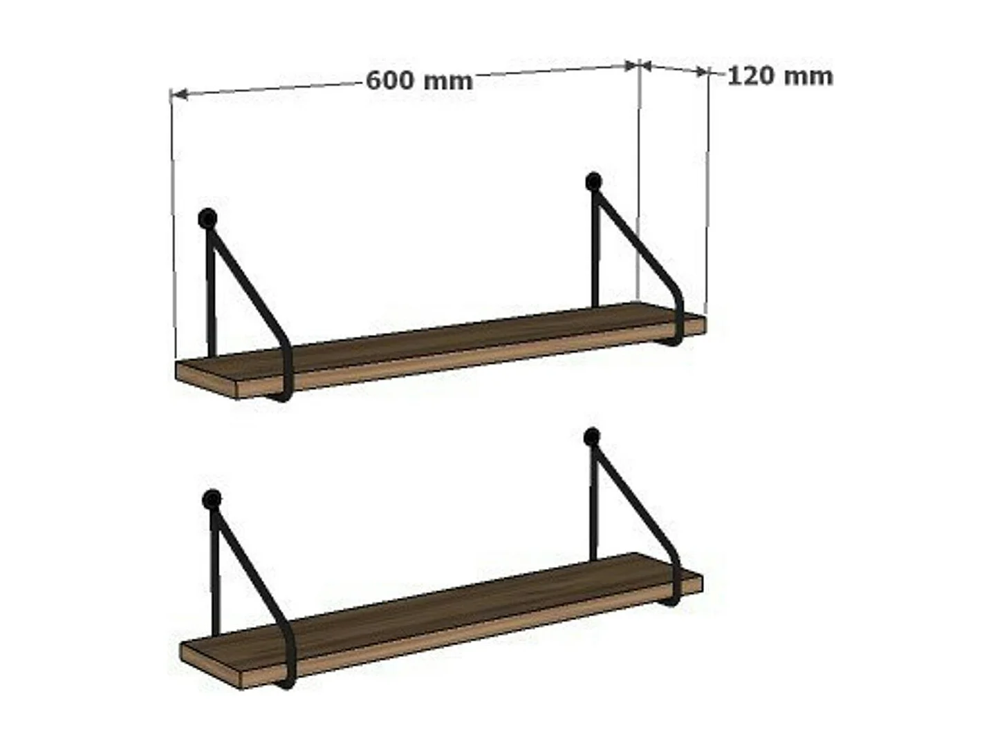 Étagère murale décor bois montants équerres design (x2) JENA