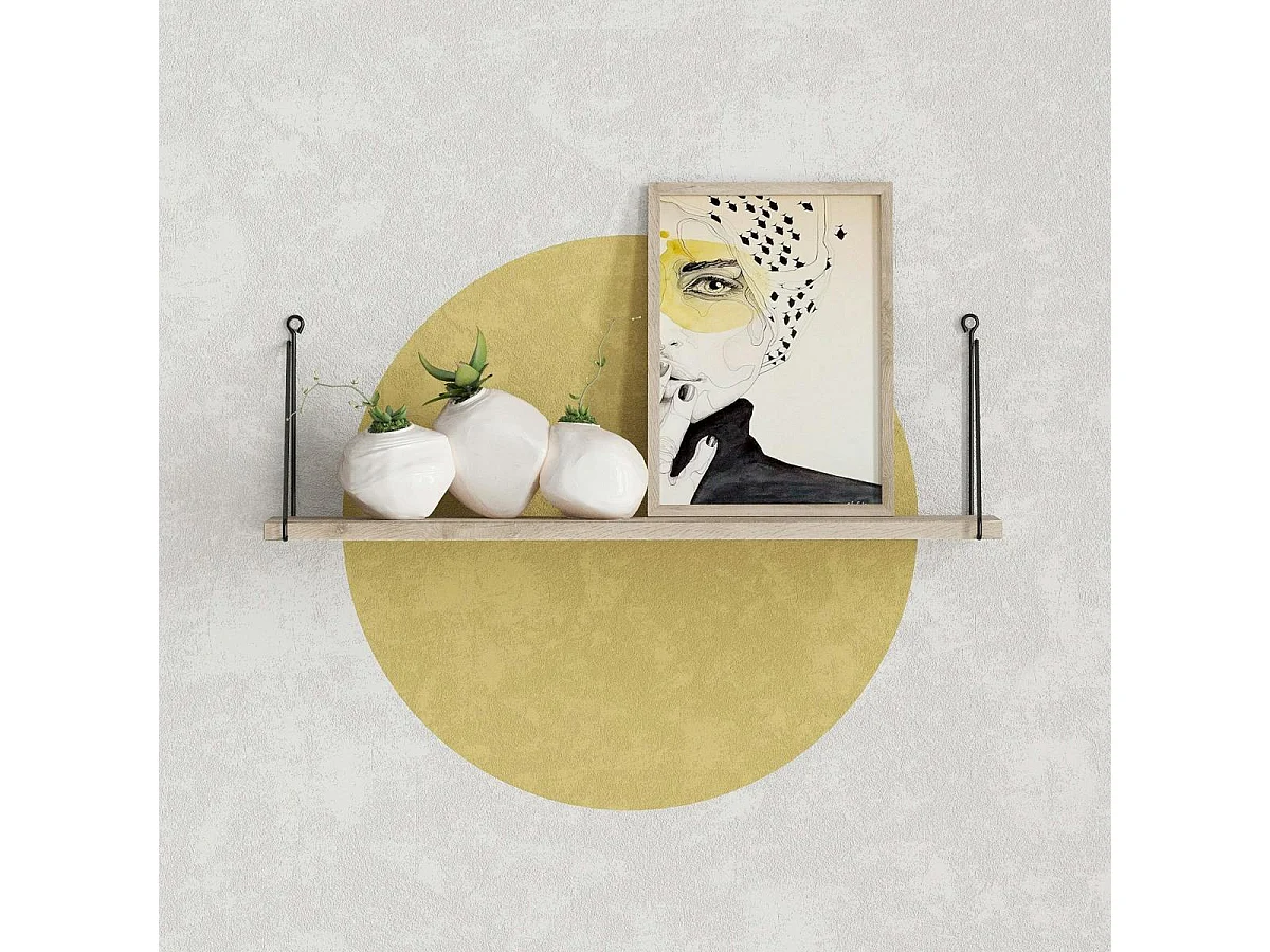 Etagère murale décor bois brun montants noirs JENA