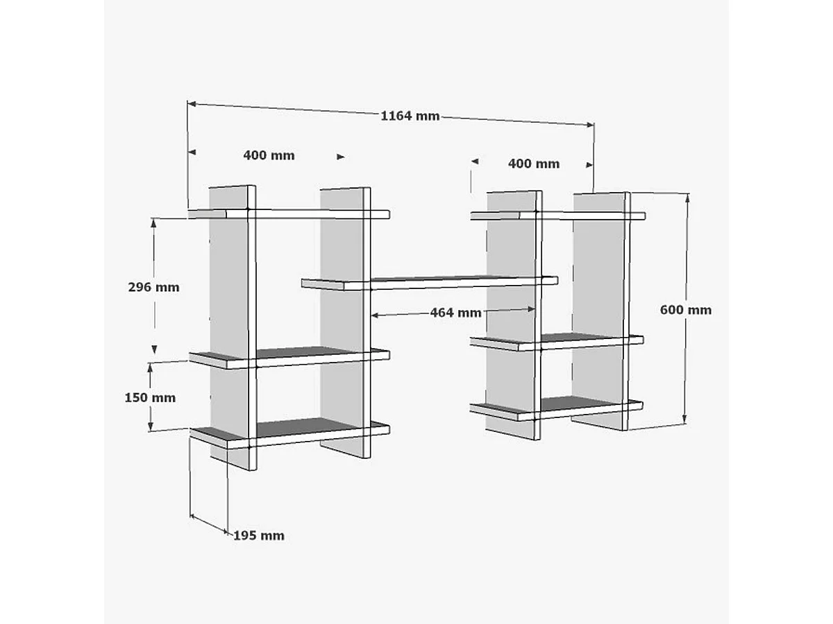 Étagère murale blanche design en H avec niches MARFA