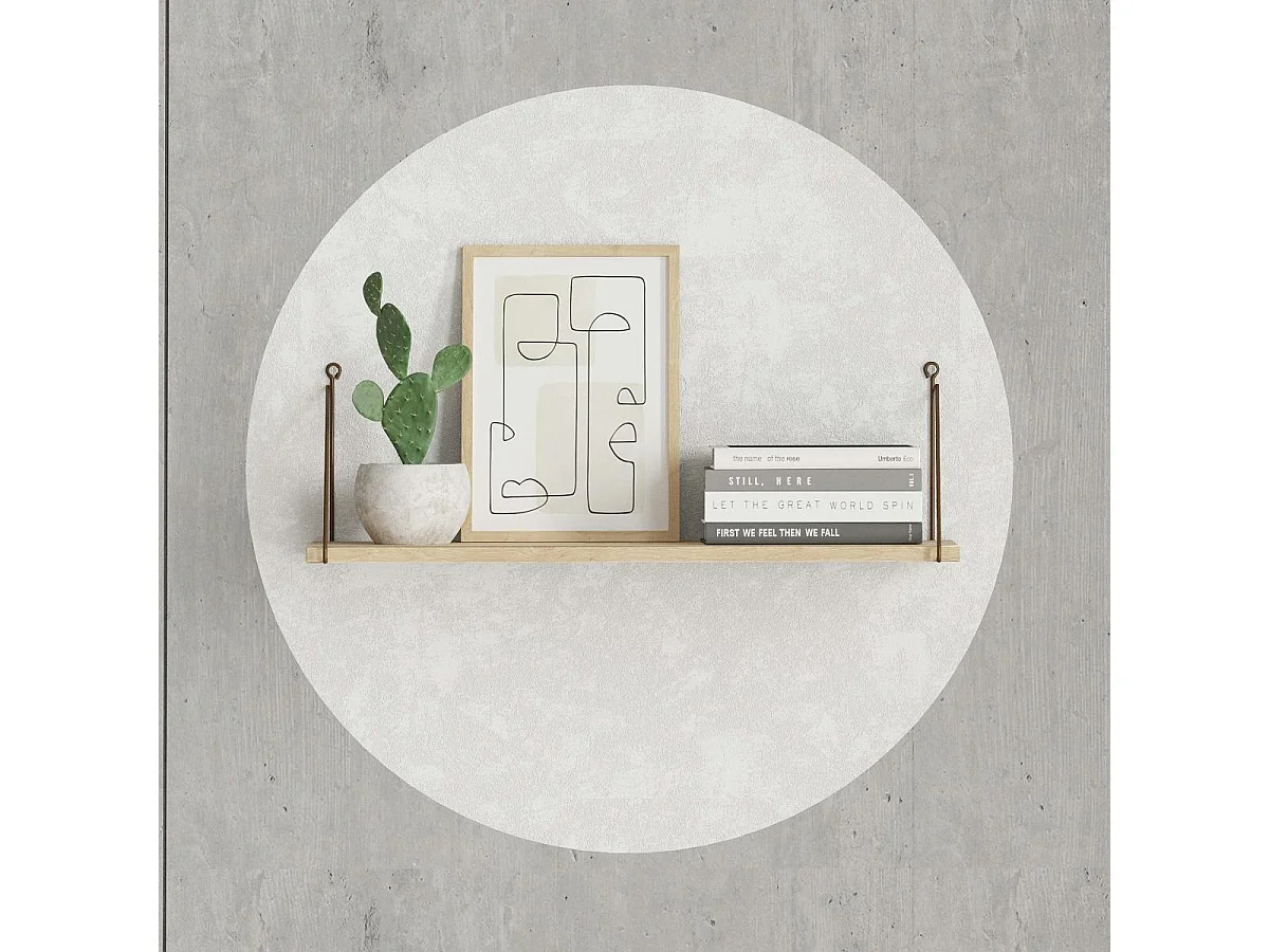 Etagère murale décor chêne montants cuivrés JENA