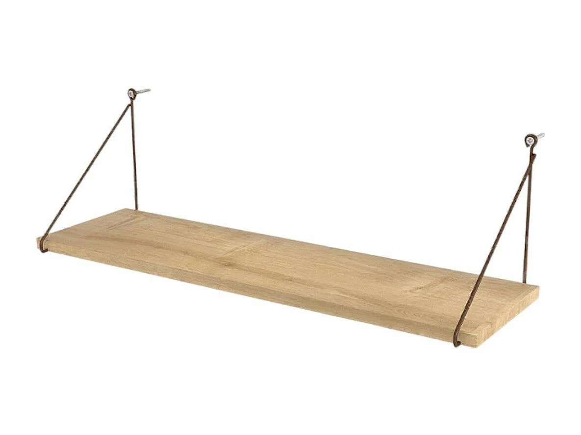 Etagère murale décor chêne montants cuivrés JENA