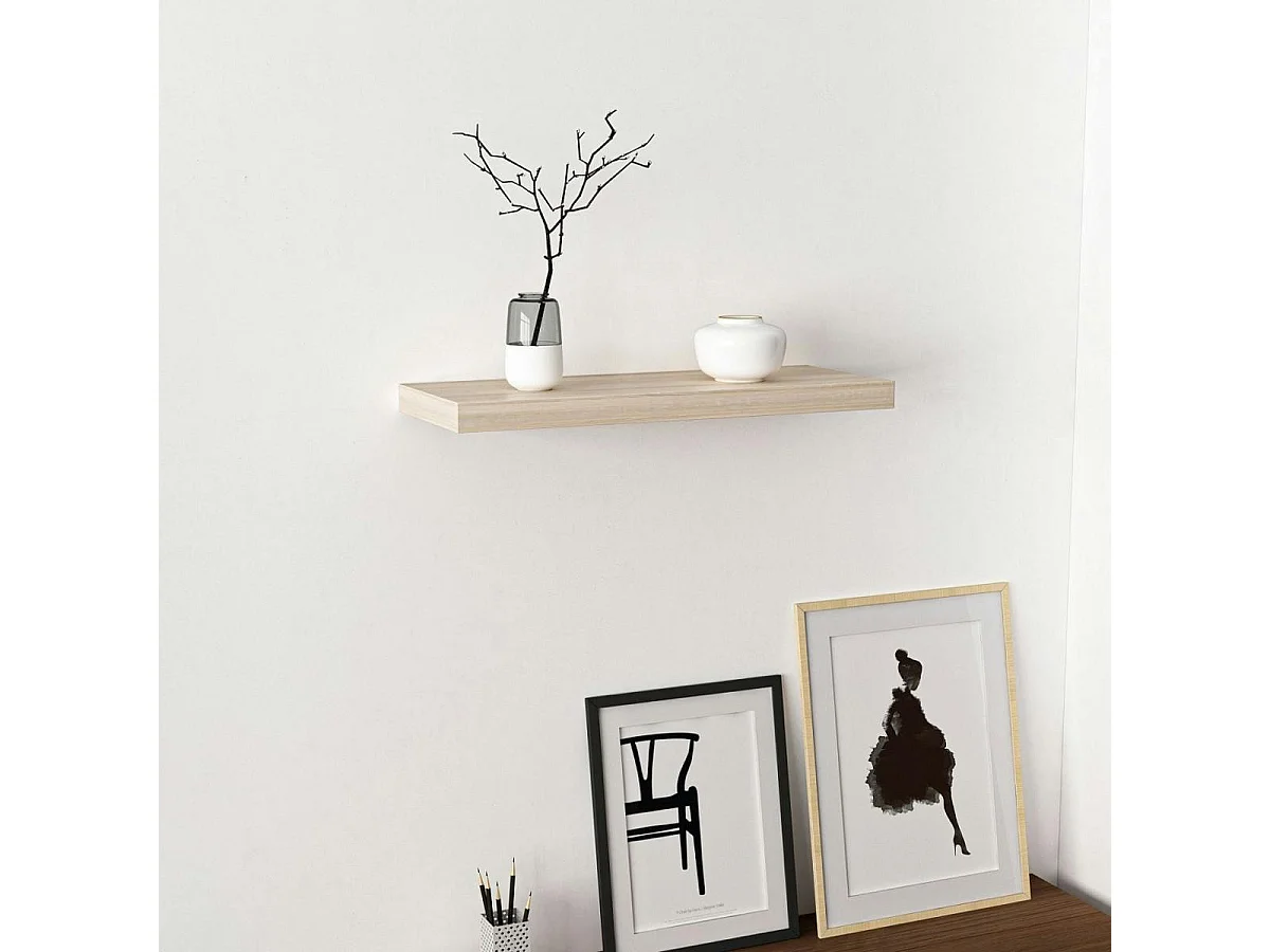 Étagère murale scandinave décor bois clair 60 cm MARFA