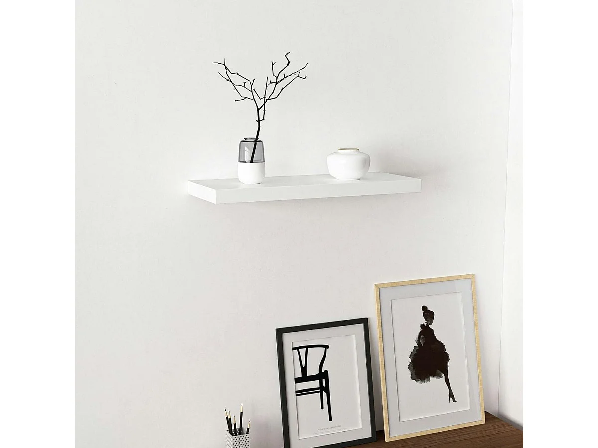 Étagère murale blanche flottante style moderne 60 cm MARFA