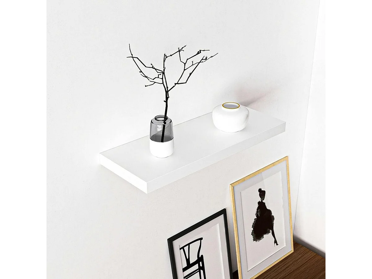 Étagère murale blanche flottante style moderne 60 cm MARFA