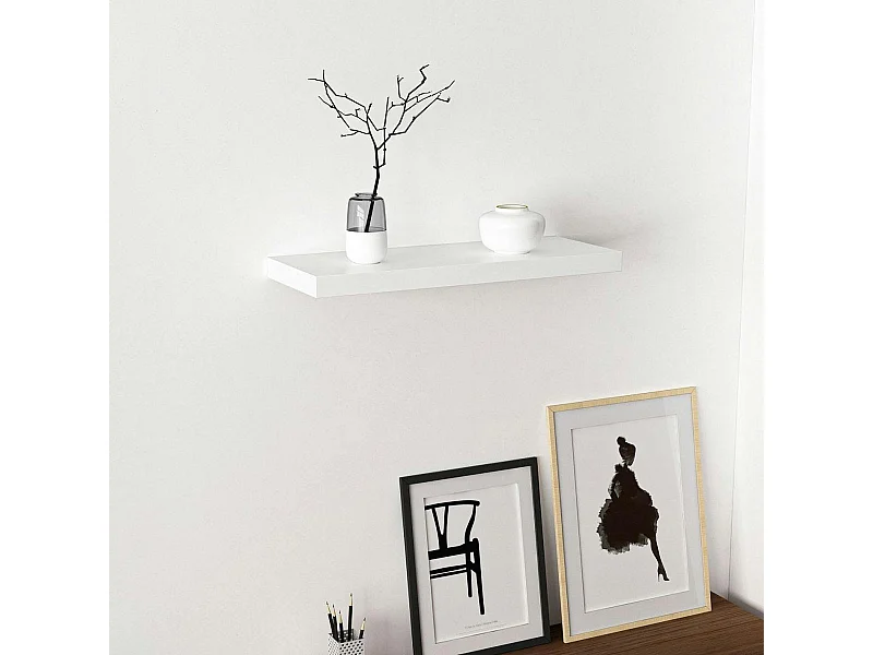 Étagère murale blanche flottante style moderne 60 cm MARFA