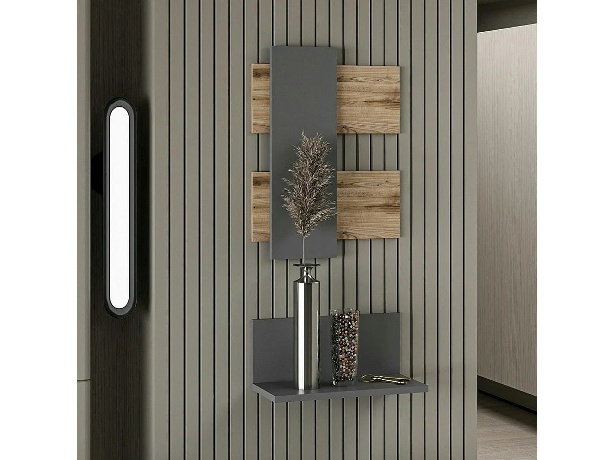 Etagère murale anthracite et panneau décoratif assorti MARFA