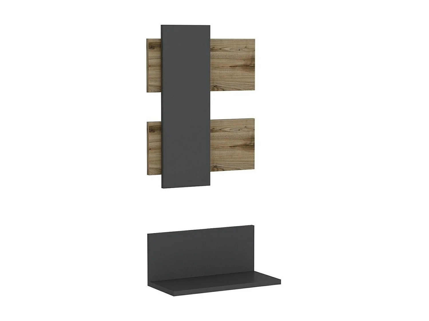 Etagère murale anthracite et panneau décoratif assorti MARFA