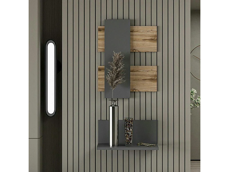 Etagère murale anthracite et panneau décoratif assorti MARFA