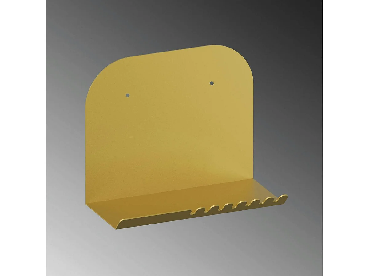 Etagère murale métal doré avec crochets dentelés 28 cm SFAX