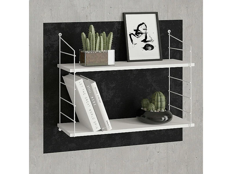 Etagère murale blanche 2 plateaux à montants blancs JENA