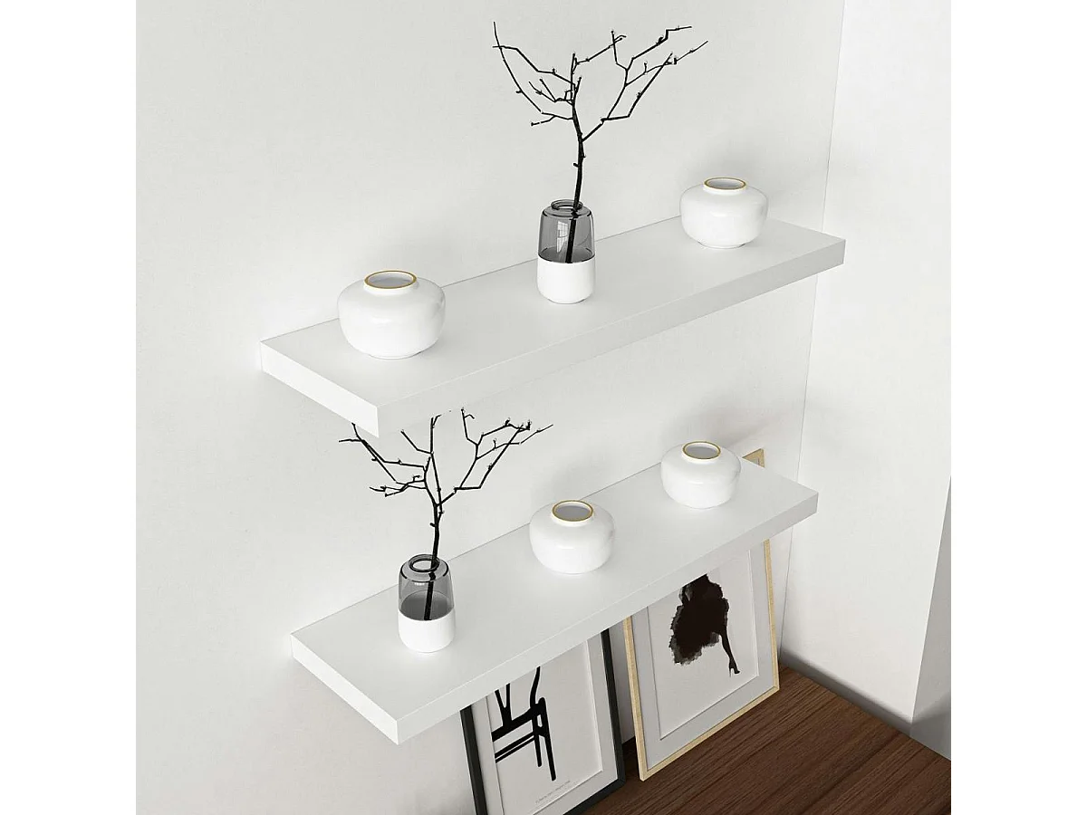 Étagère murale blanche flottante 80 cm (lot de 2) MARFA