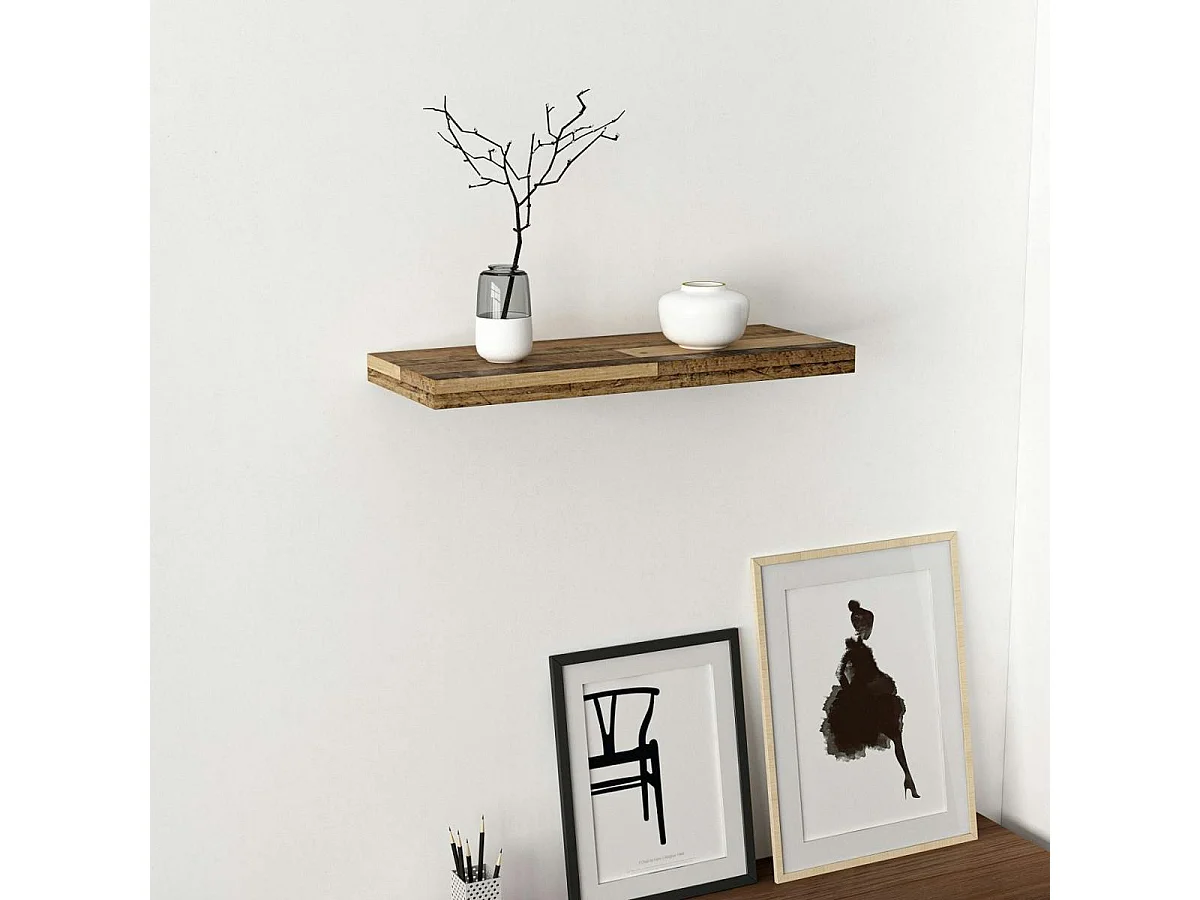 Etagère murale vintage décor bois mélangés 60 cm MARFA