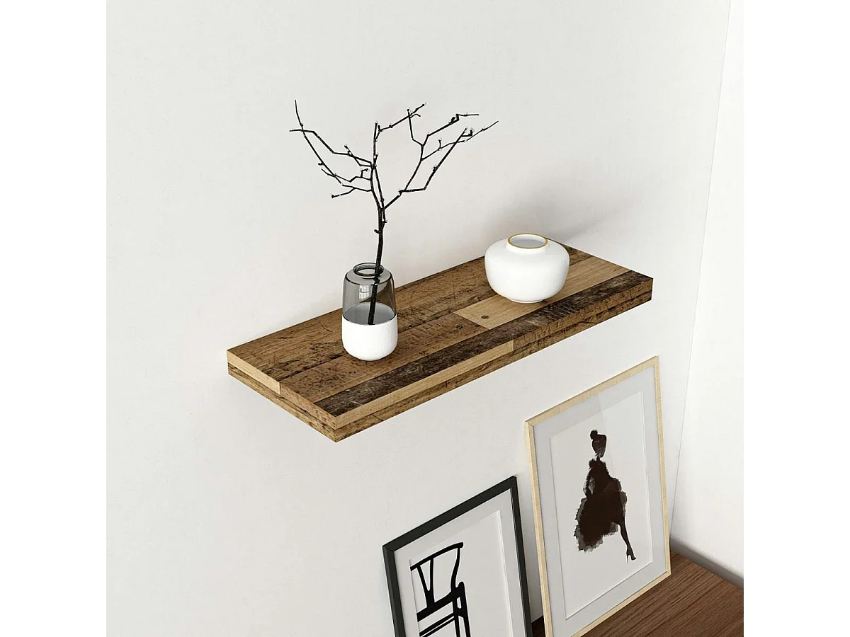 Etagère murale vintage décor bois mélangés 60 cm MARFA