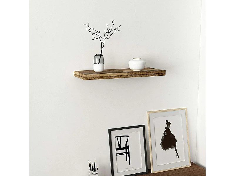 Etagère murale vintage décor bois mélangés 60 cm MARFA