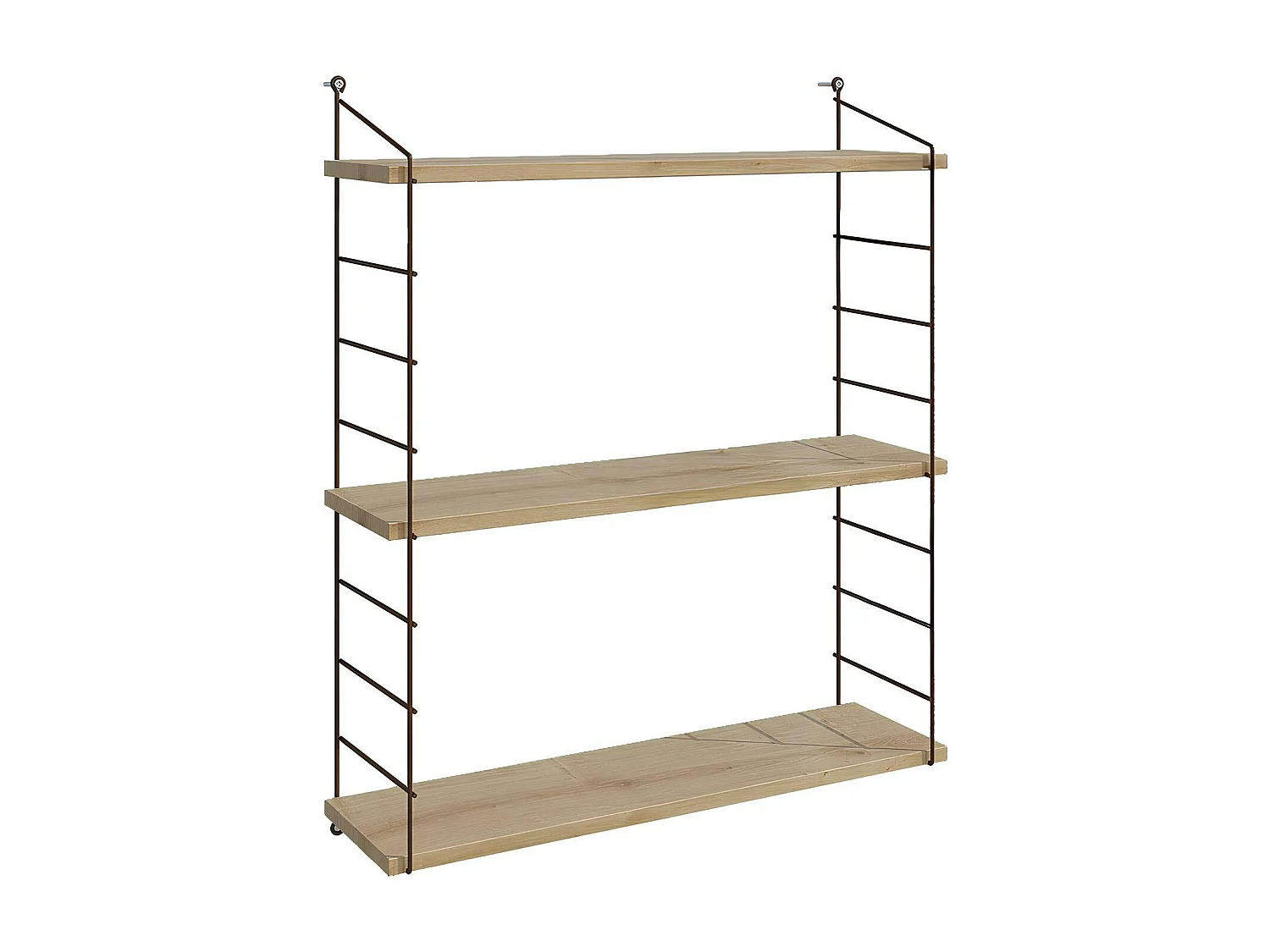 Étagère murale 3 plateaux décor bois et métal cuivré JENA