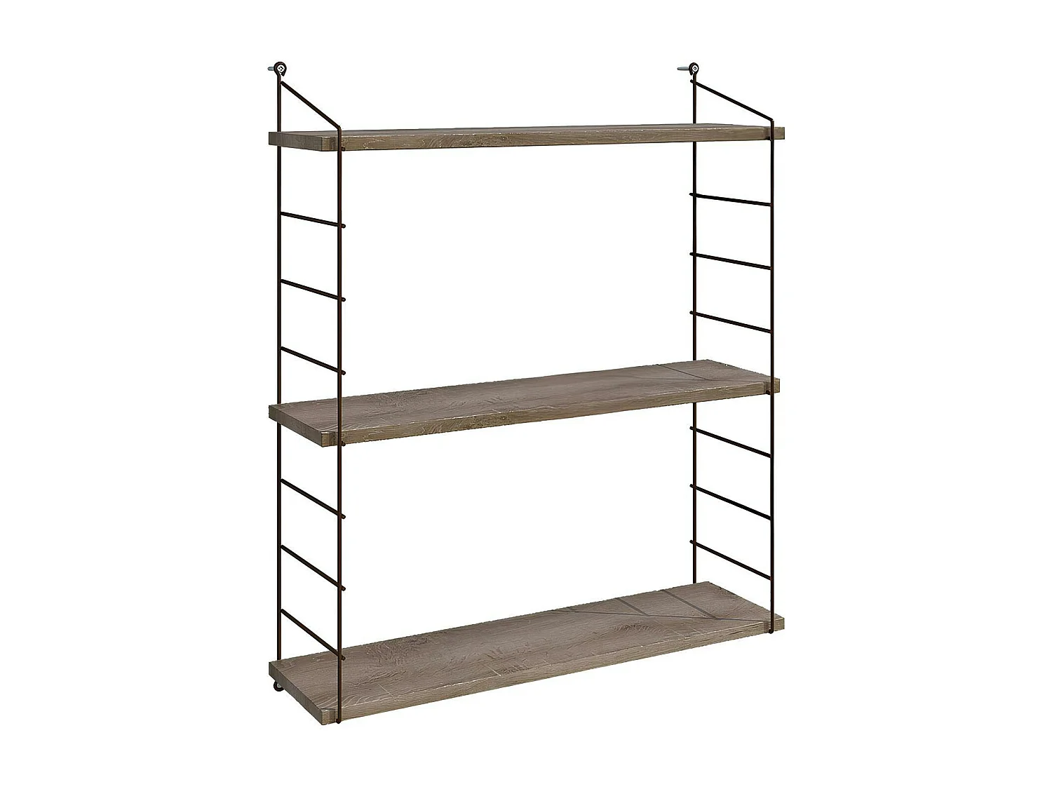 Étagère murale décor bois 3 plateaux supports métal cuivré JENA