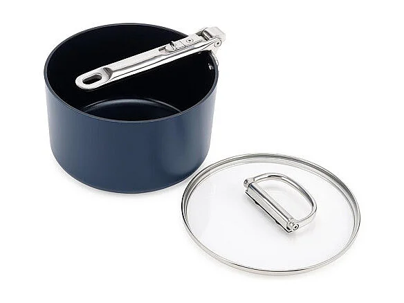 Padella antiaderente Joseph Joseph Space 19 cm con manico pieghevole e coperchio, per induzione e forno fino a 232°C, salvaspazio.