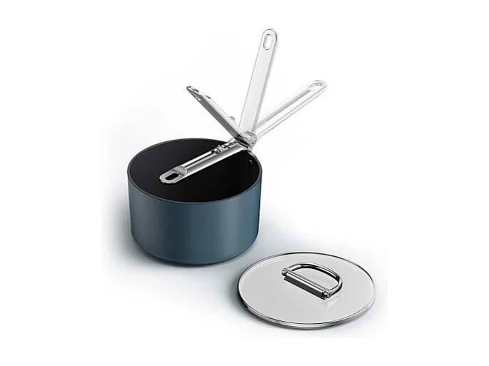 Padella antiaderente Joseph Joseph Space 19 cm con manico pieghevole e coperchio, per induzione e forno fino a 232°C, salvaspazio.