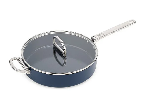 Padella antiaderente Joseph Joseph Space 28 cm (3.8 qt), manico pieghevole in acciaio inox con coperchio in vetro, adatta per induzione e forno fino a 232°C.