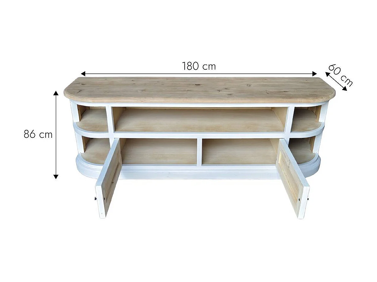 Meuble TV en bois recyclé blanchi Garance