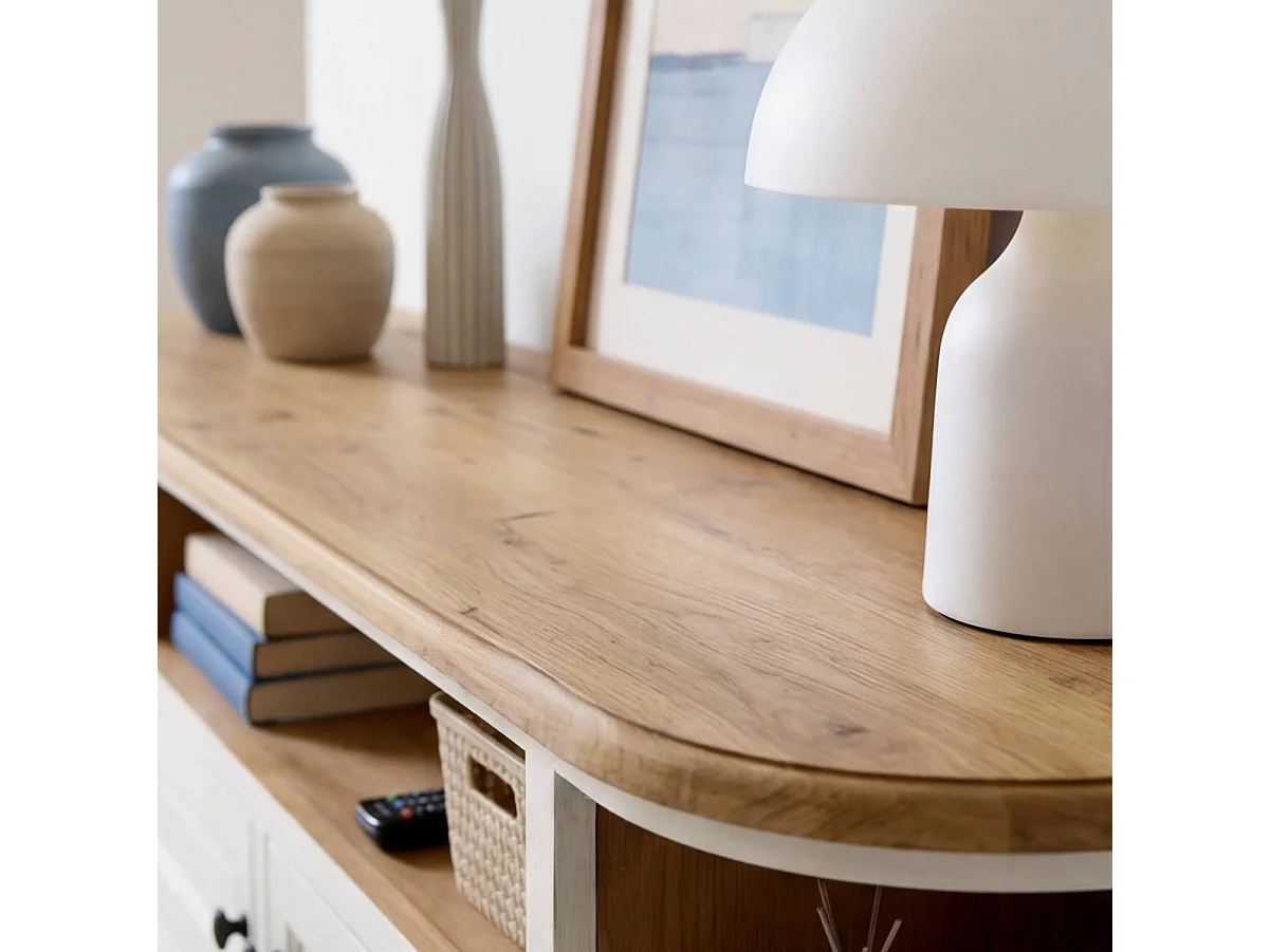 Meuble TV en bois recyclé blanchi Garance