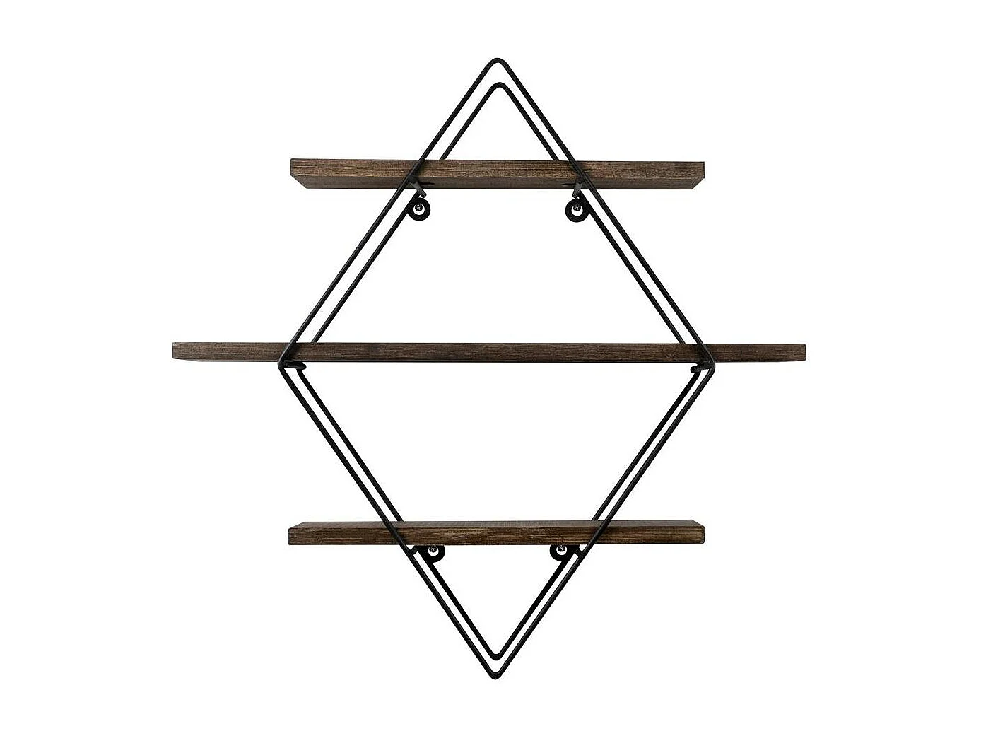 Etagère décorative noire losange décor bois foncé JENA