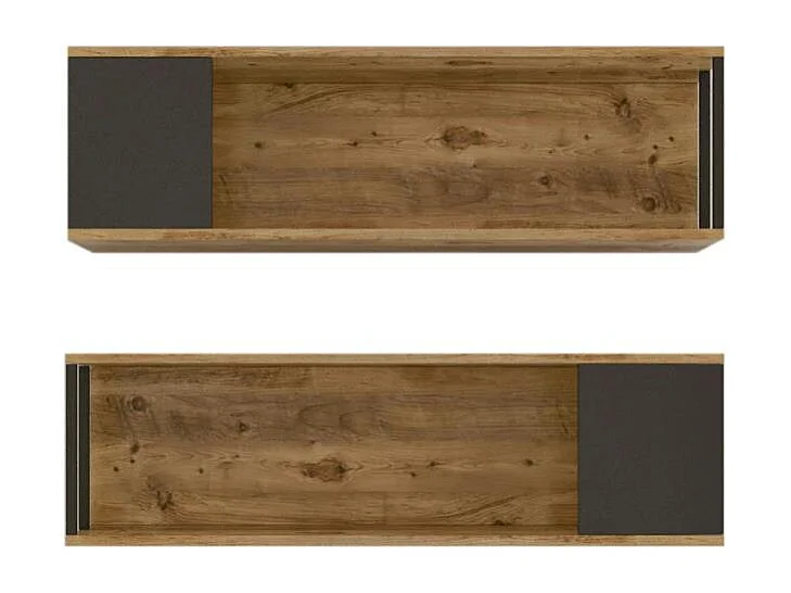 Etagère niche décor bois et détail gris (lot de 2) MARFA