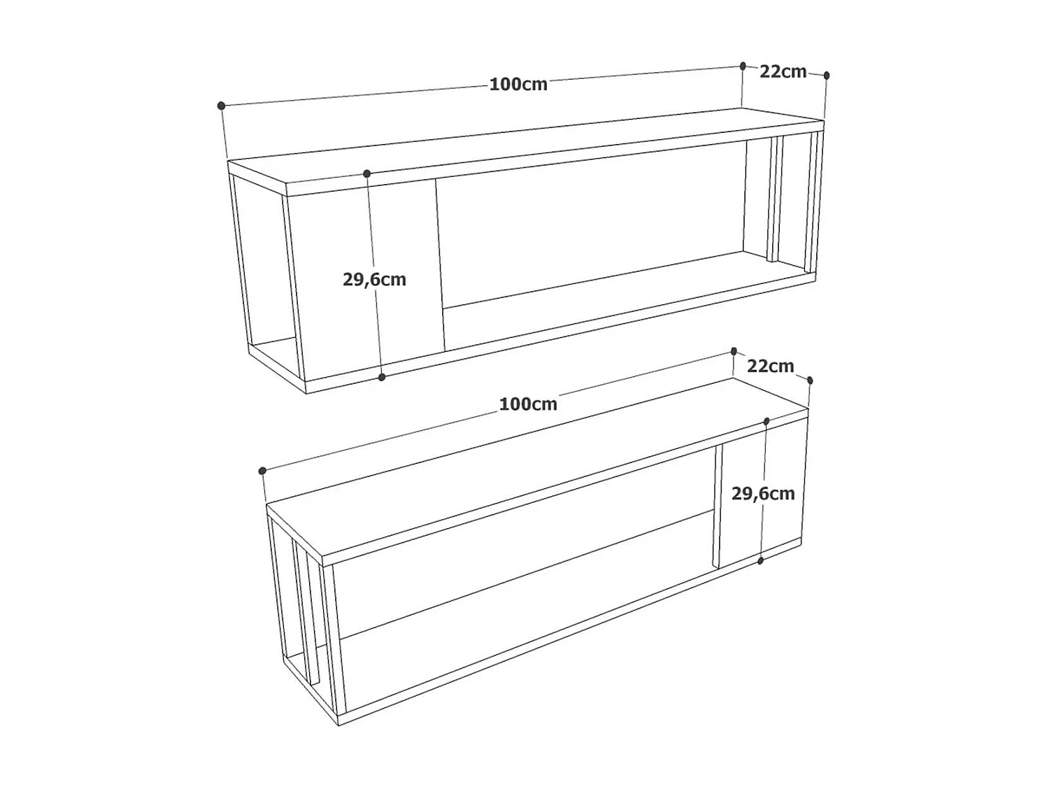 Etagère niche décor bois et détail gris (lot de 2) MARFA