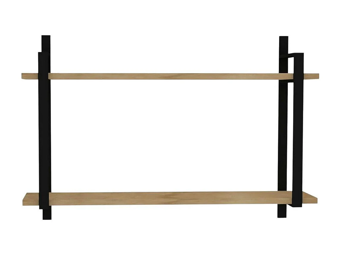 Étagère moderne décor bois 2 plateaux à cadres métal JENA