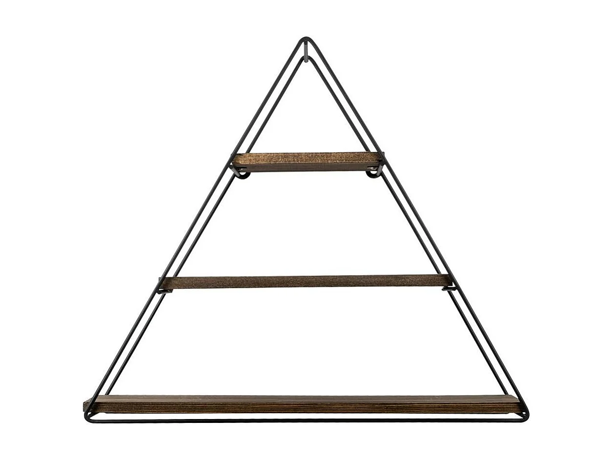Etagère noire décorative triangle décor bois foncé JENA