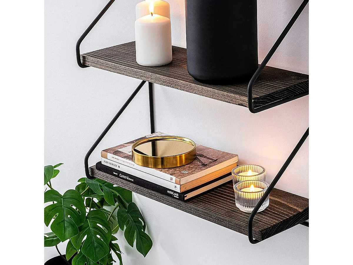 Petite étagère noire décorative décor bois foncé JENA