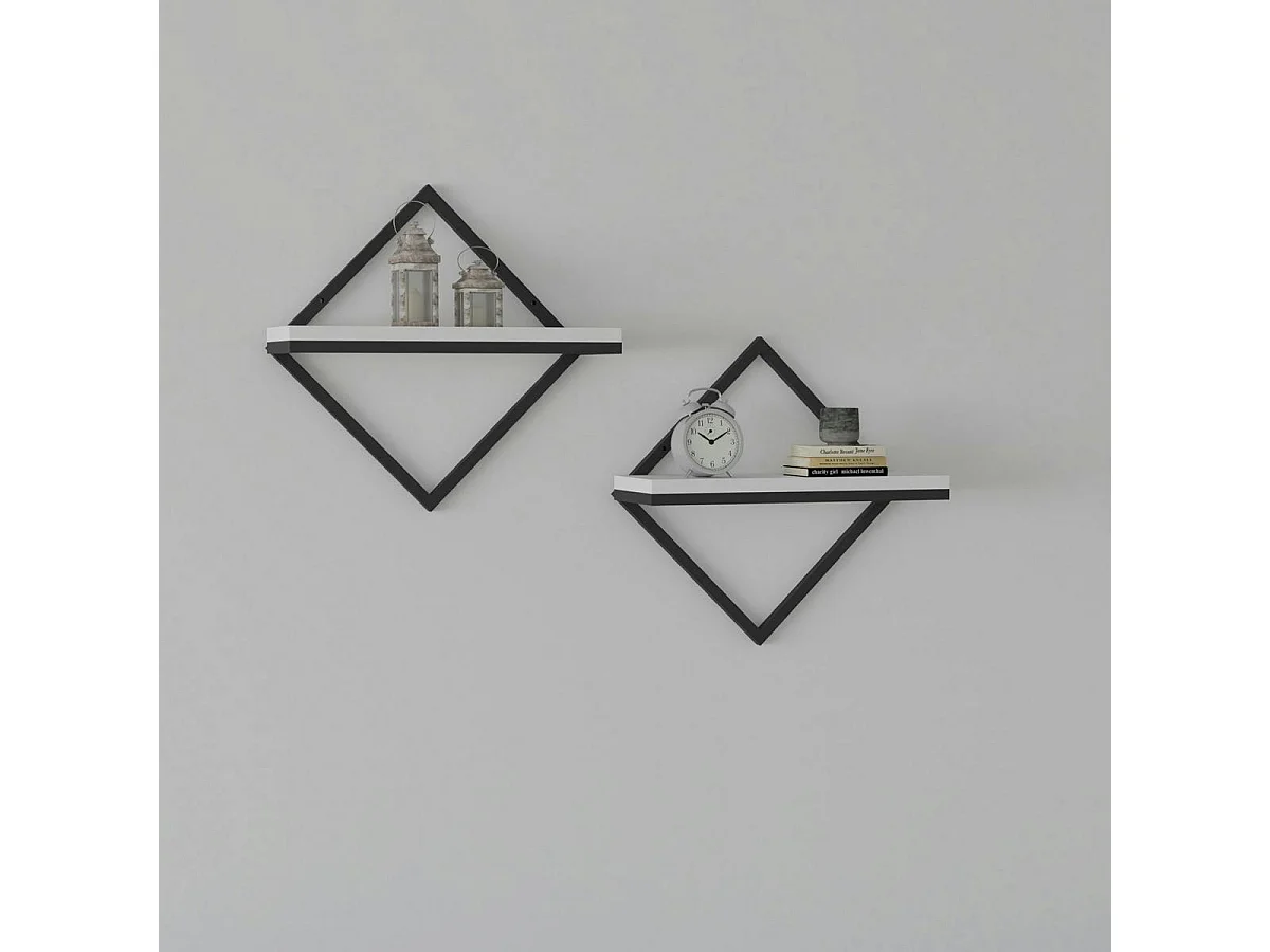 Etagère tablette design noir et blanc (lot de 2) JENA