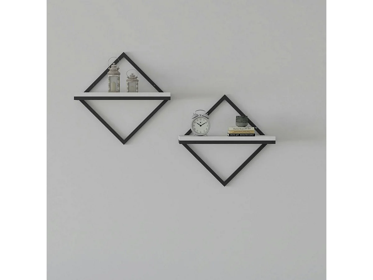 Etagère tablette design noir et blanc (lot de 2) JENA