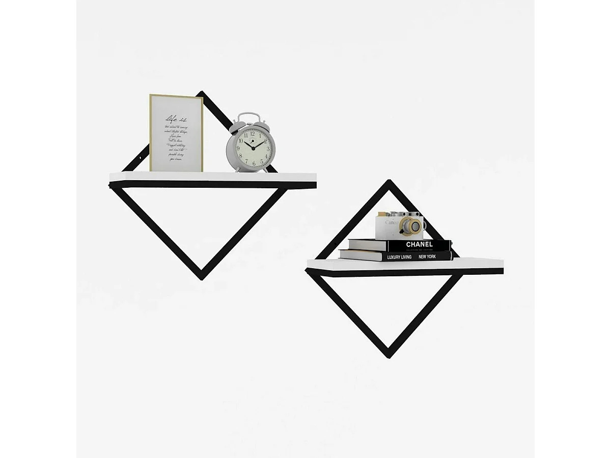 Etagère tablette design noir et blanc (lot de 2) JENA