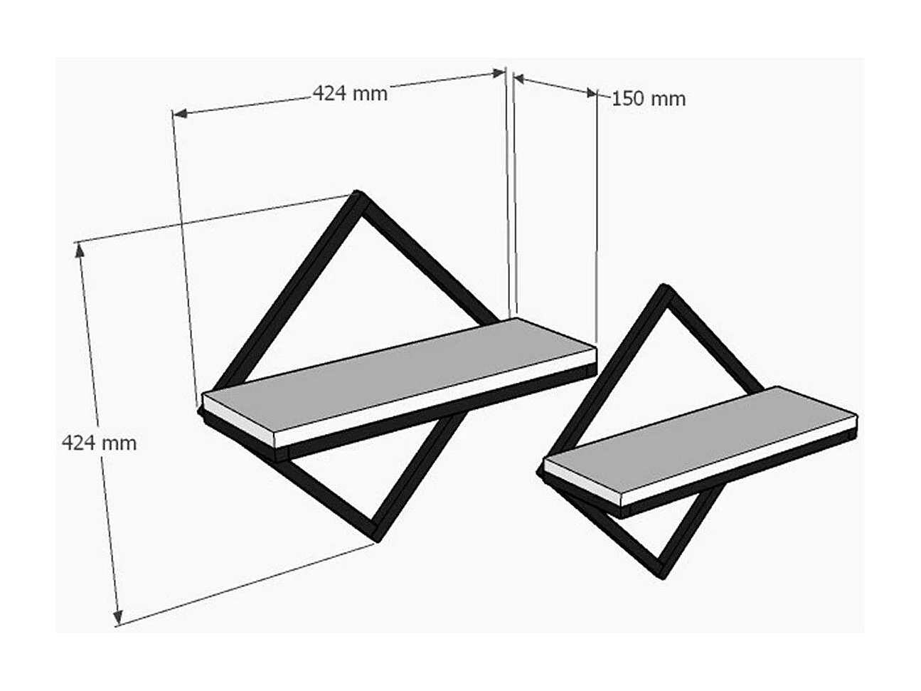 Etagère tablette design noir et blanc (lot de 2) JENA