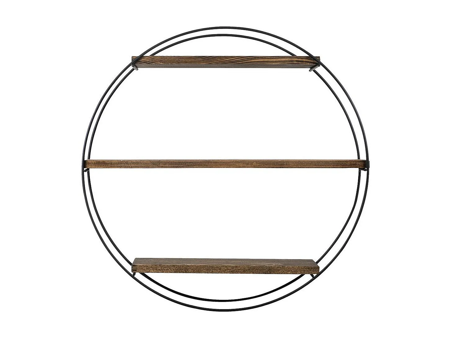 Etagère ronde noire 3 plateaux décor bois foncé JENA