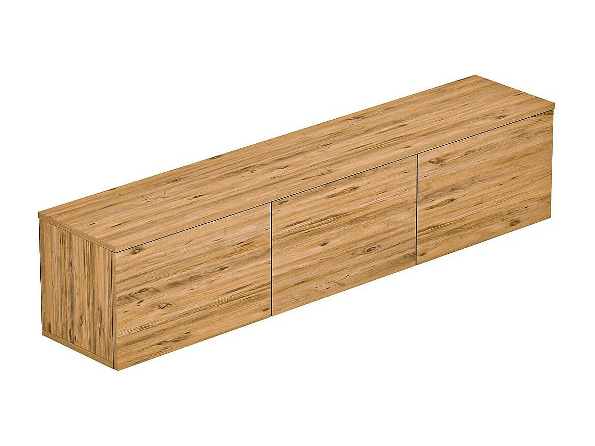 Meuble TV suspendu avec LED et caisson décor bois MARFA