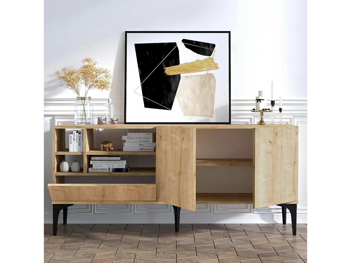 Buffet scandinave 2 portes décor bois clair UMEA