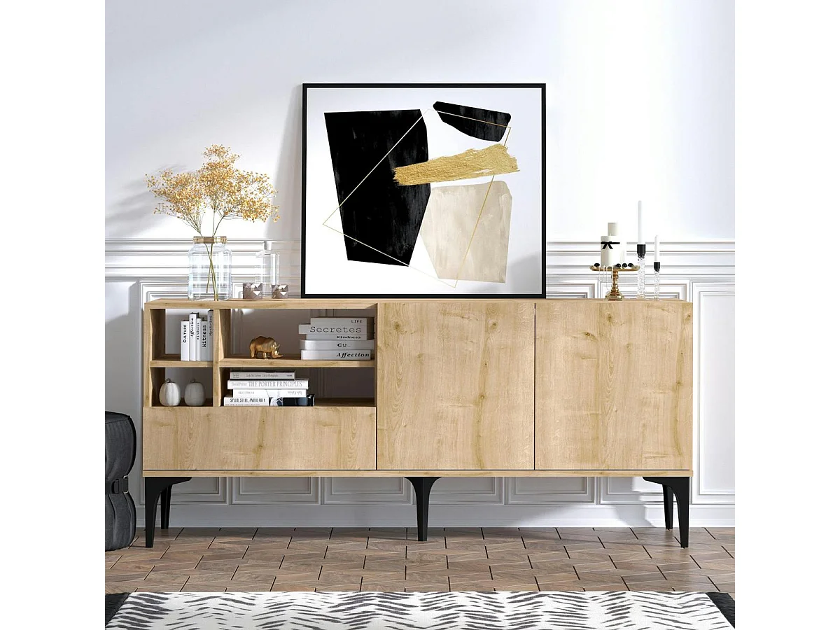 Buffet scandinave 2 portes décor bois clair UMEA