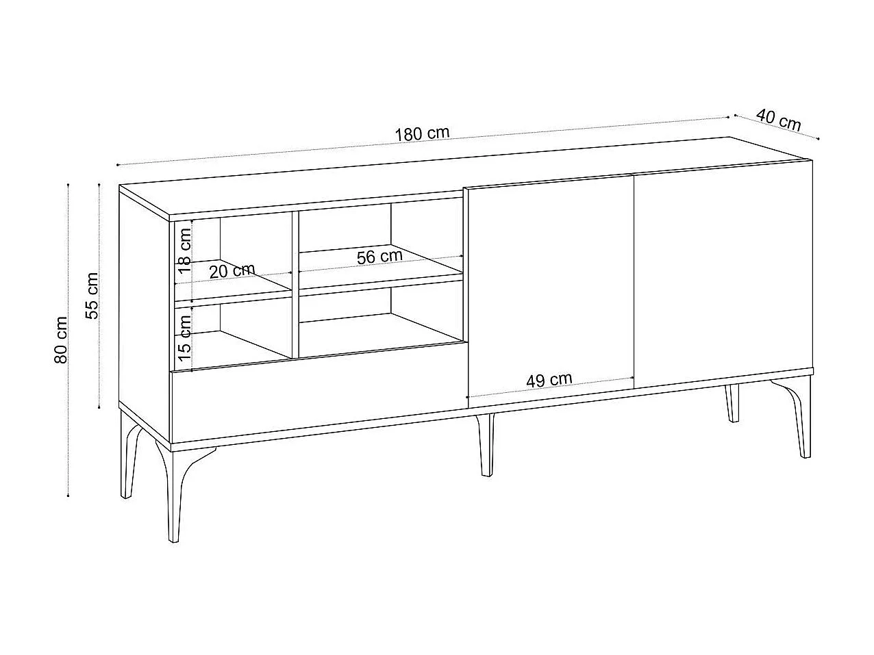 Buffet scandinave 2 portes décor bois clair UMEA
