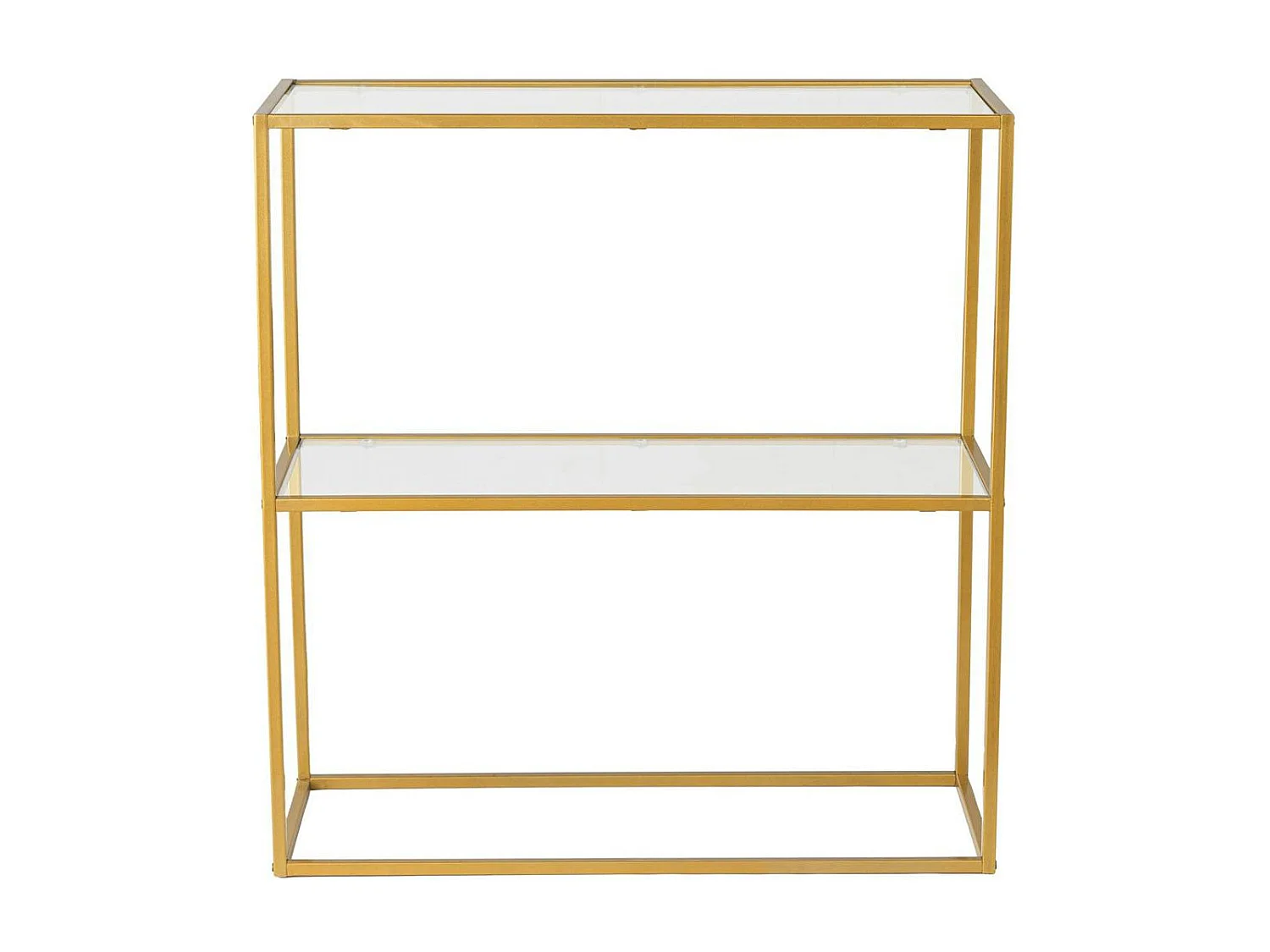 Console d’entrée en verre 2 plateaux structure dorée TULUM
