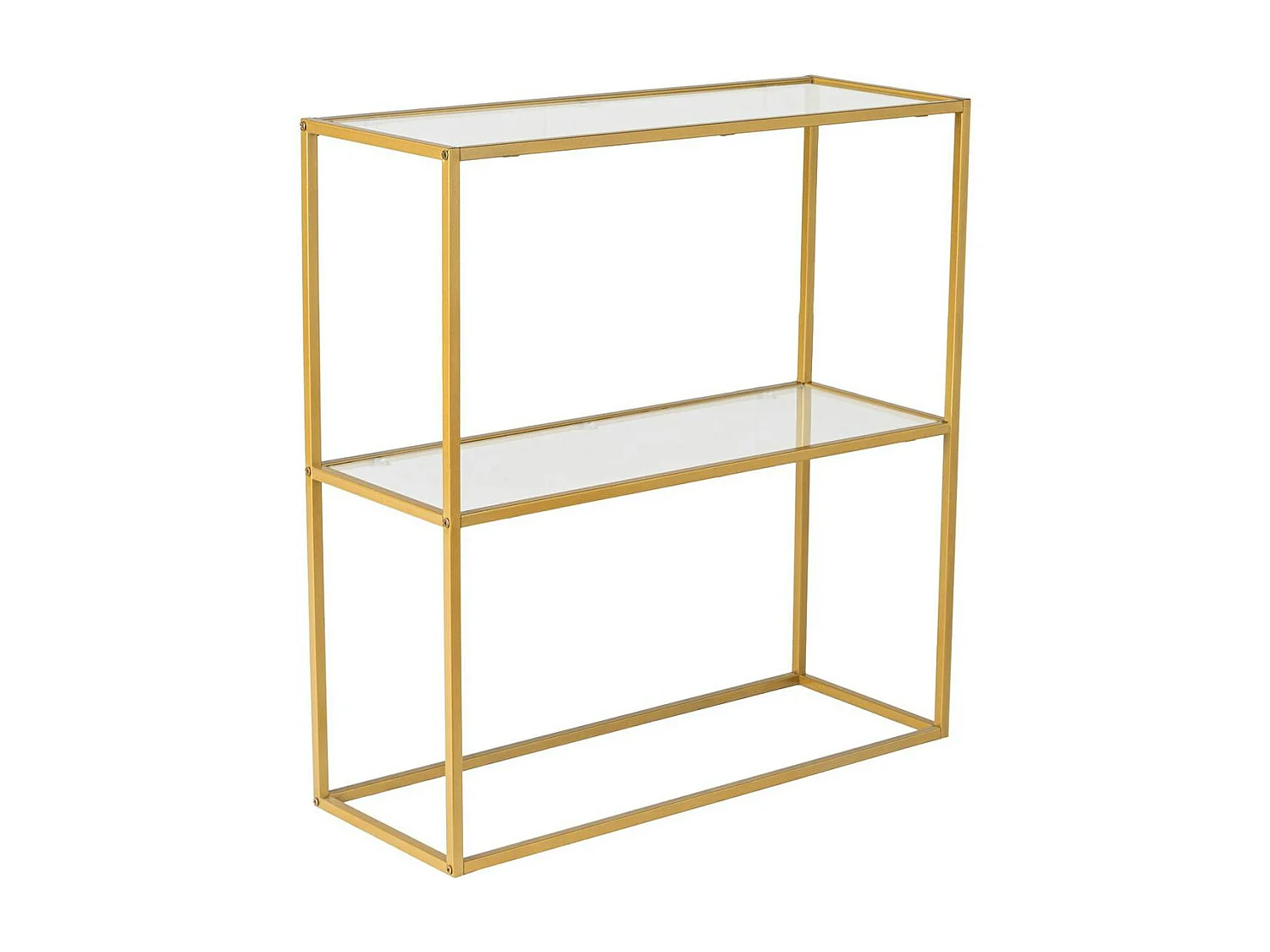 Console d’entrée en verre 2 plateaux structure dorée TULUM