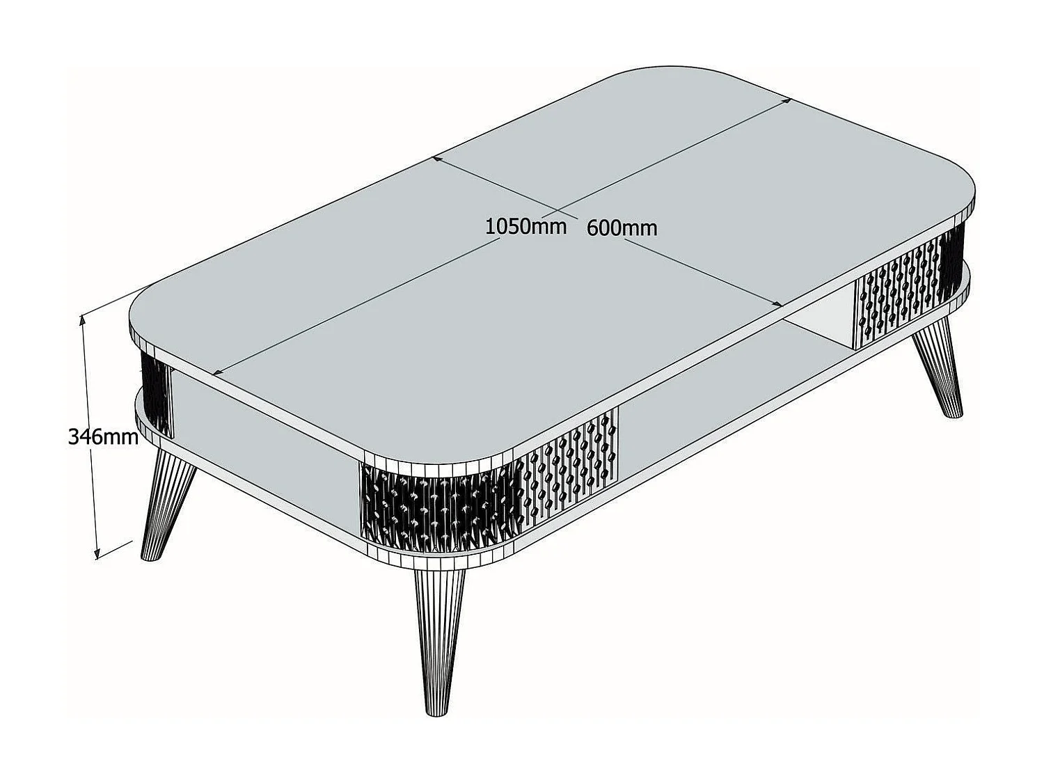 Mesa baja de madera "Eylul" - 60 x 105 x 35 cm - Travertino