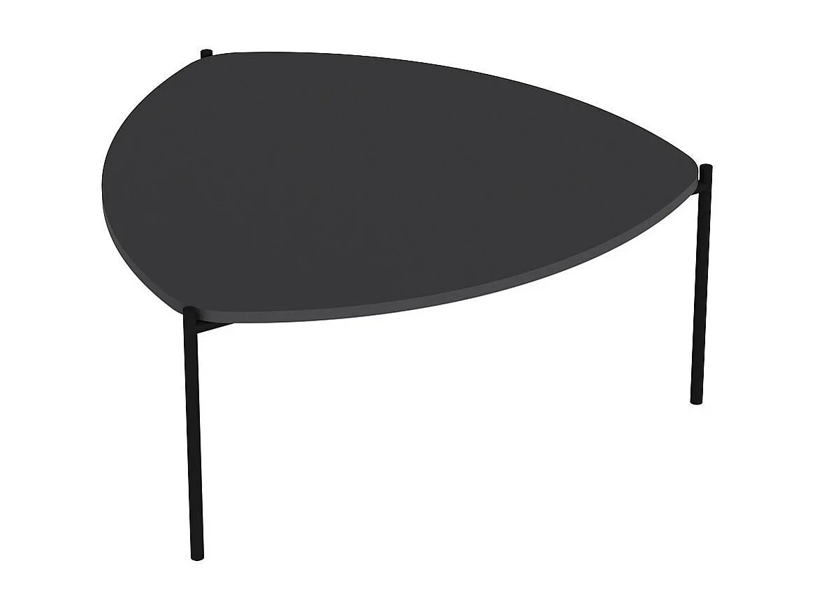 Ovale salontafel Myrtle 90x89 cm antraciet hout en zwarte metalen poten modern design