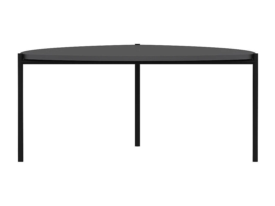 Ovale salontafel Myrtle 90x89 cm antraciet hout en zwarte metalen poten modern design