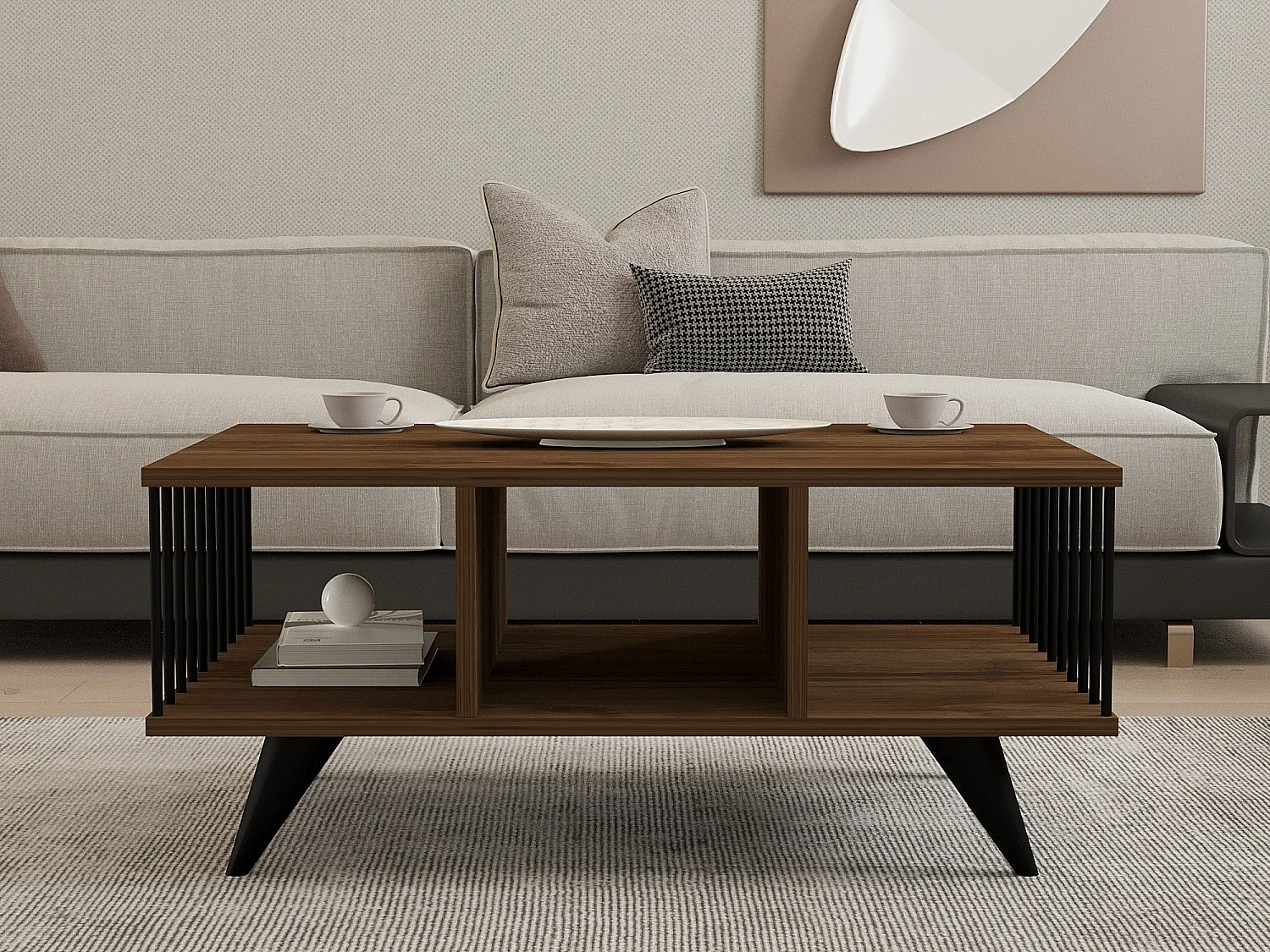 Drewniany stolik kawowy "Bert" - 90 x 60 x 40 cm - Orzech włoski