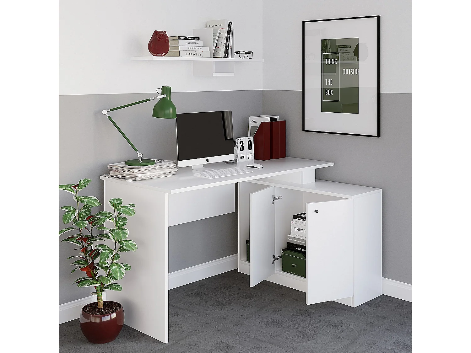 Bureau en bois "Basak" - 130 x 60 x 74 cm - Blanc