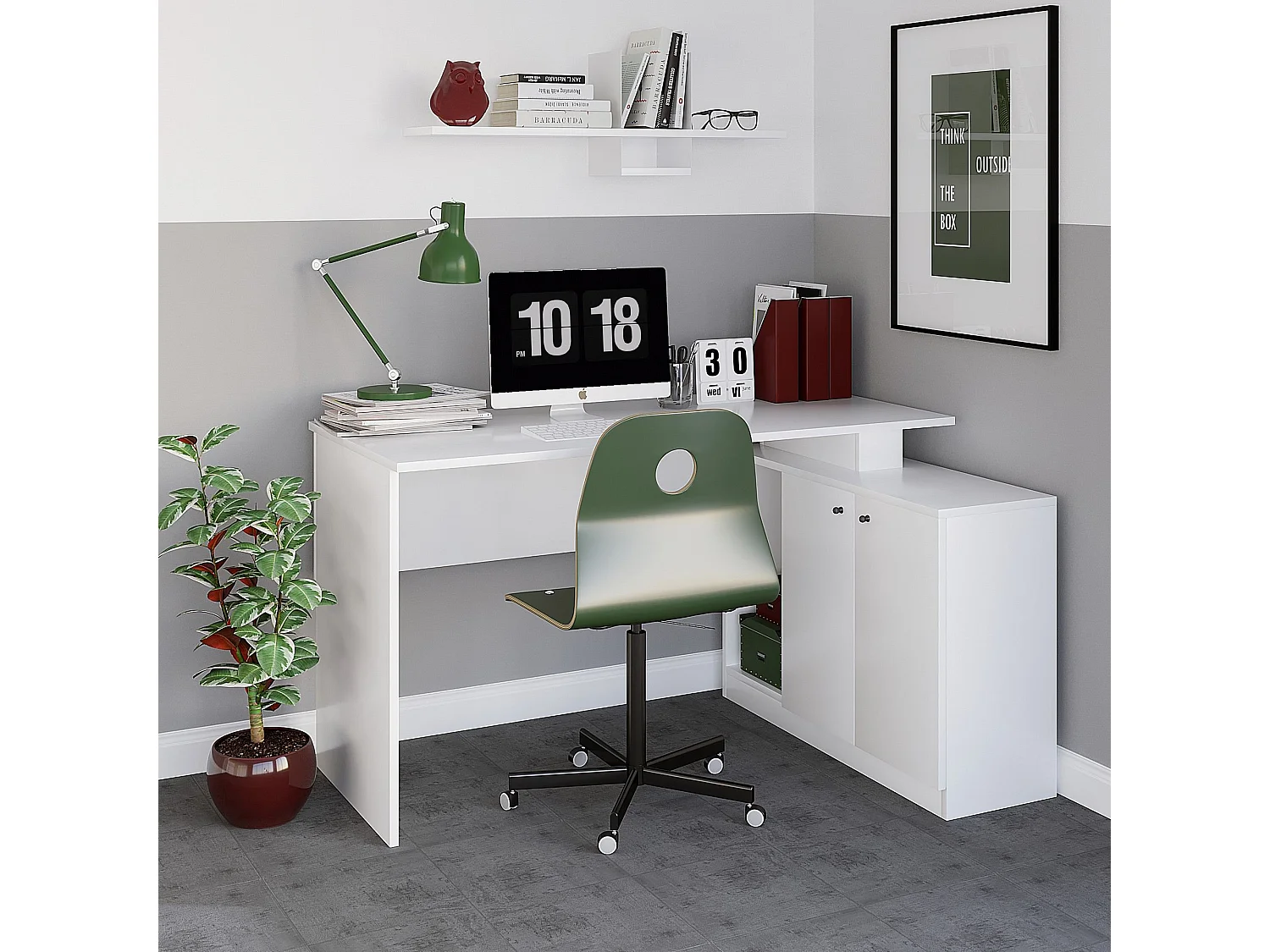 Bureau en bois "Basak" - 130 x 60 x 74 cm - Blanc