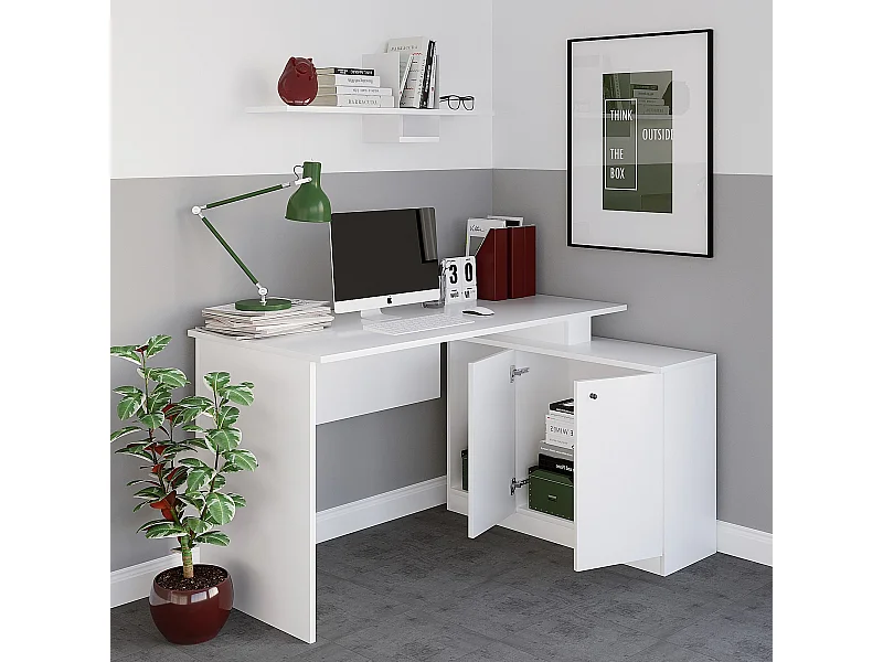 Bureau en bois "Basak" - 130 x 60 x 74 cm - Blanc