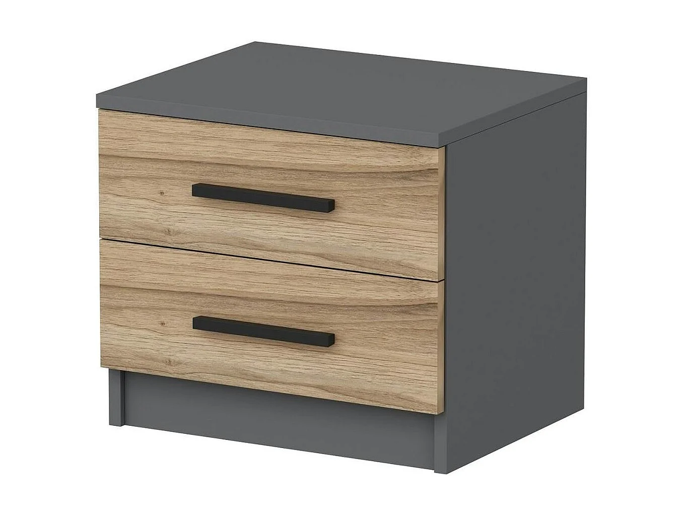 Table de chevet grise 2 tiroirs décor bois MARFA